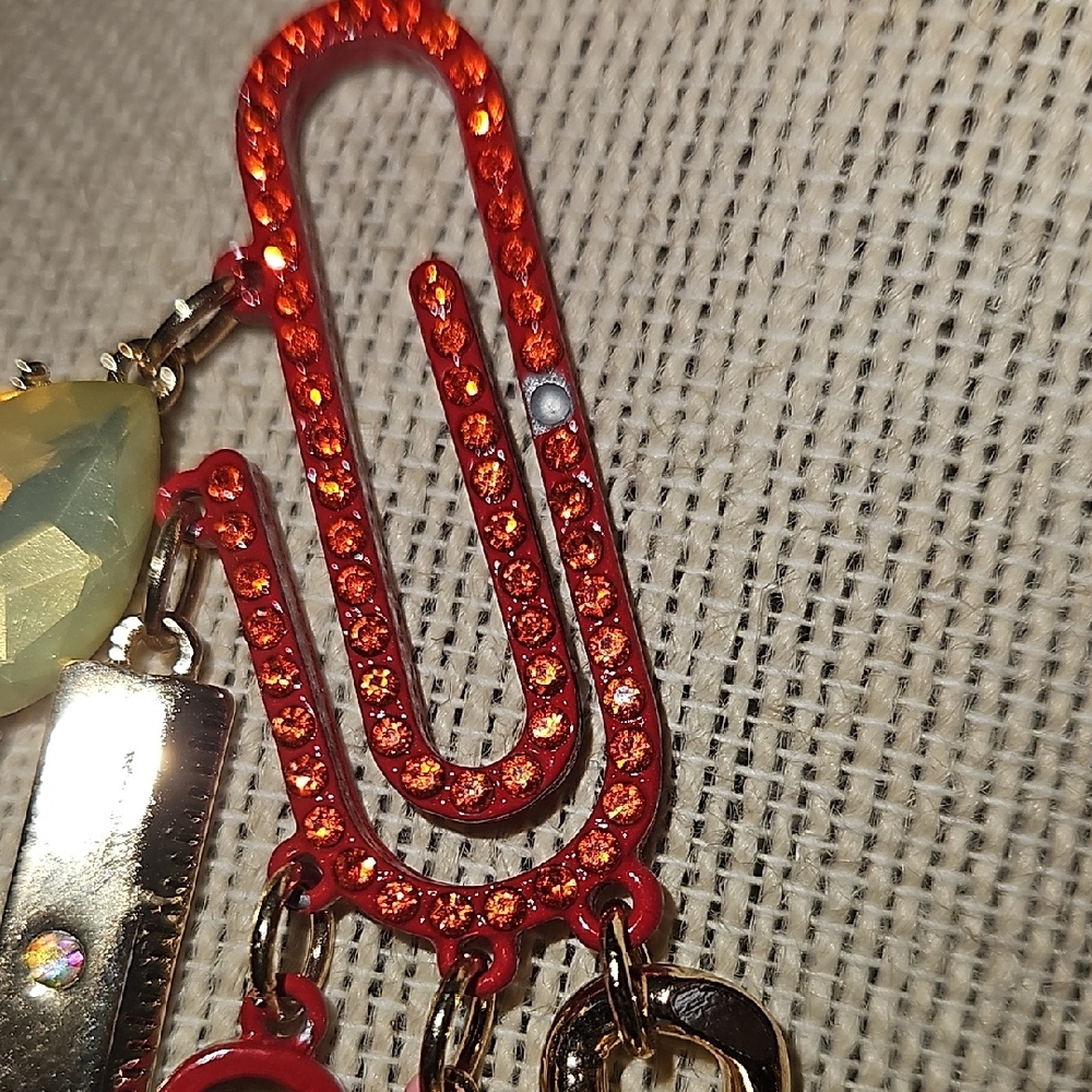Red and Gold Statement Necklace with Charms - Picture 7 of 7